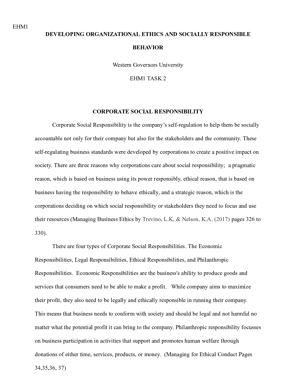 Preview image of Ethics Task 2..docx  EHM1  DEVELOPING ORGANIZATIONAL ETHICS AND SOCIALLY RESPONSIBLE BEHAV document